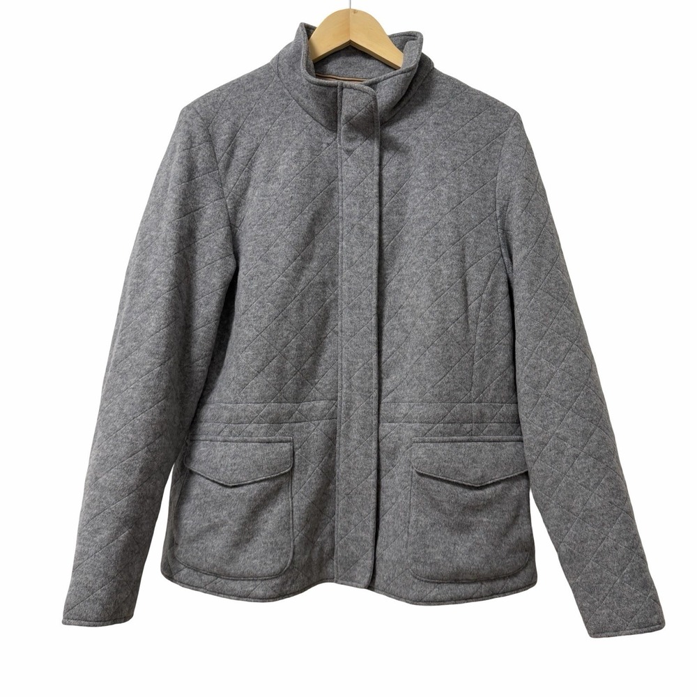 Peter Millar Womens Quilted Traveler Wool Jacket Size L Gray Elbow Patches NEW